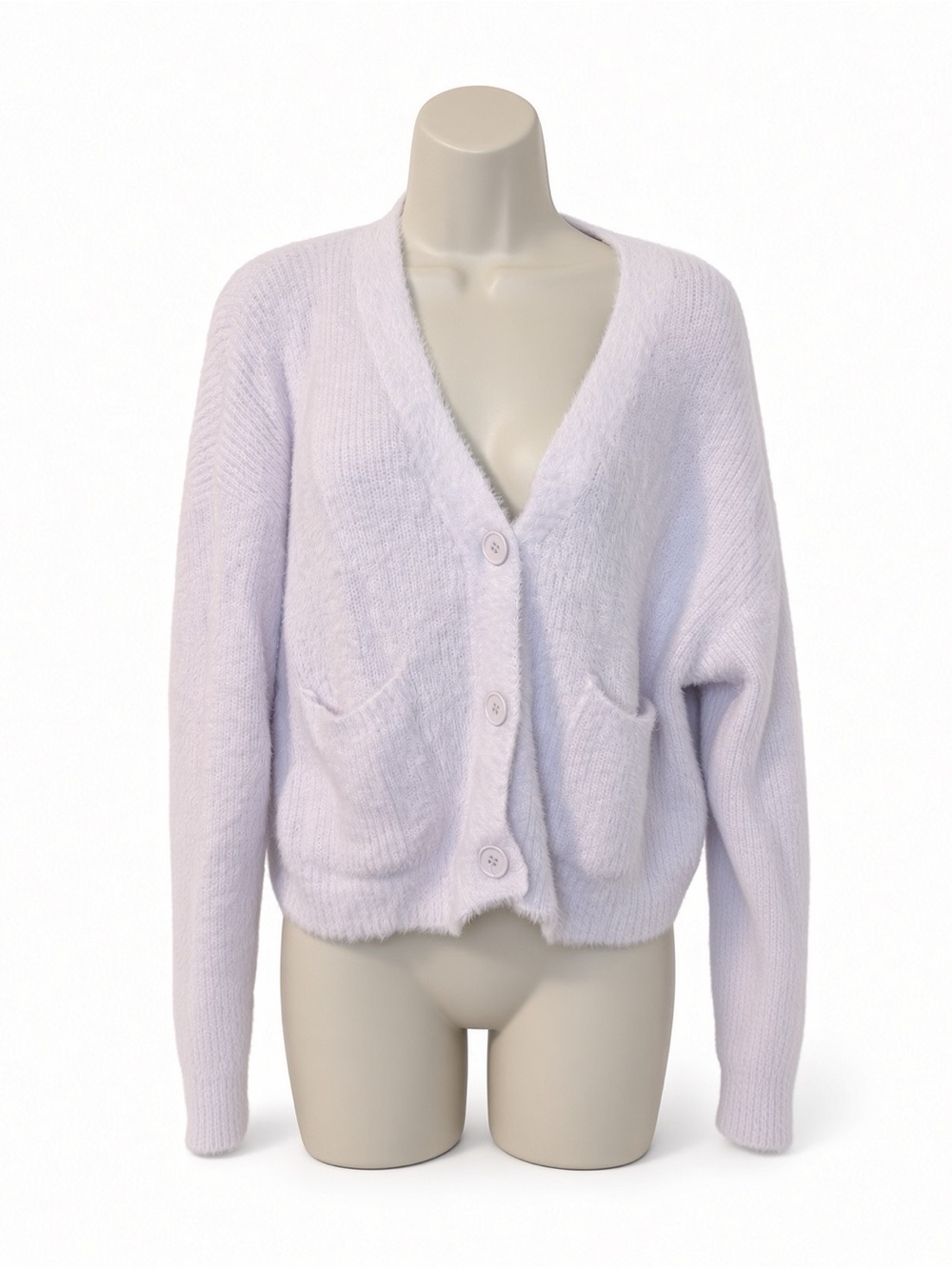Forever 21 Soft Fuzzy Knit Cropped Cardigan XL Light Pink